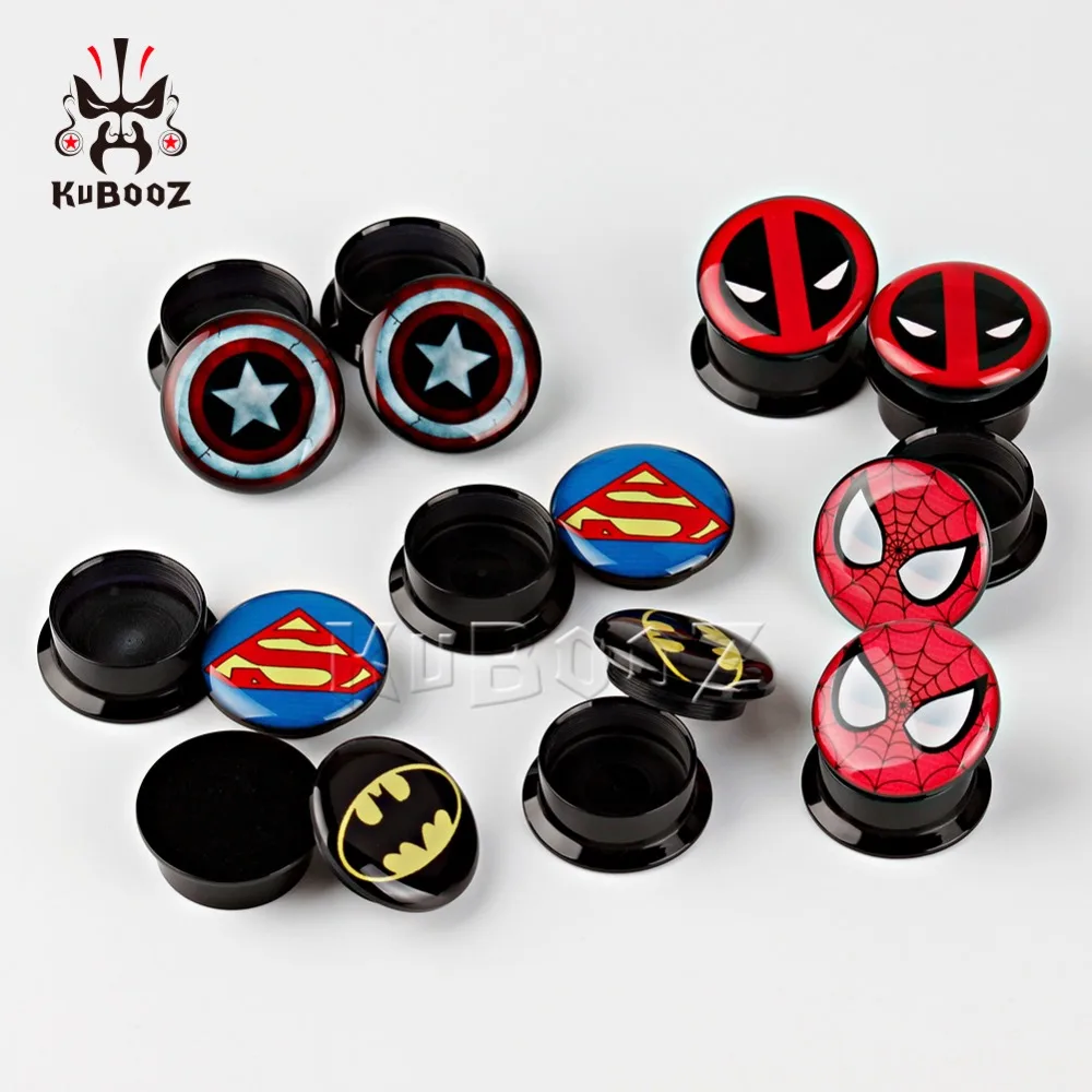 Acrylic Ear Plugs Piercing Present Screw Body Jewelry Picture Gauges Expander Tunnels Fashion Cool Gift 5 Pairs