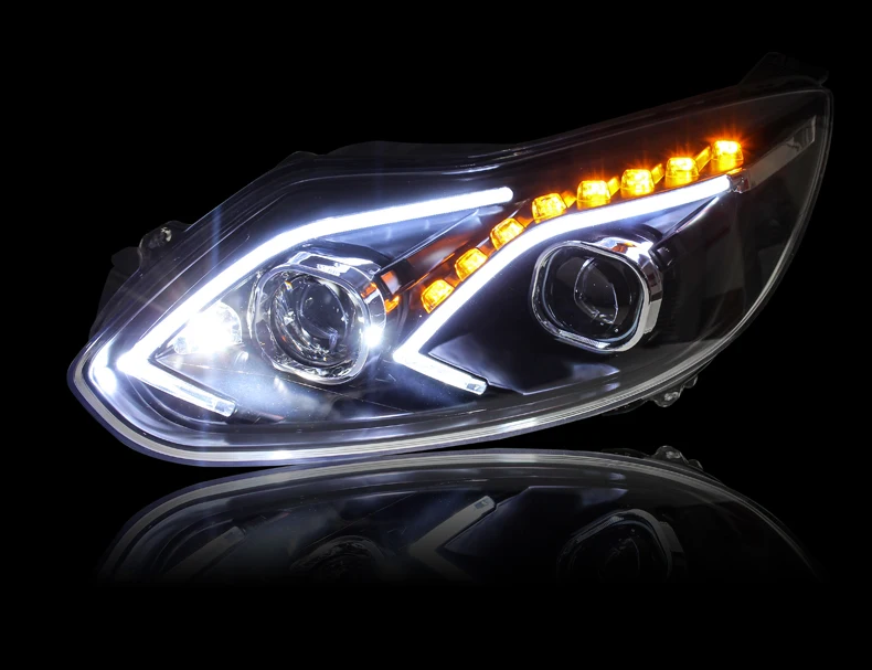 Автомобильный Стайлинг для Ford Focus головной светильник s 2012- светодиодный головной светильник для фокусировки Головной фонарь светодиодный дневной ходовой светильник светодиодный DRL Bi-Xenon HID