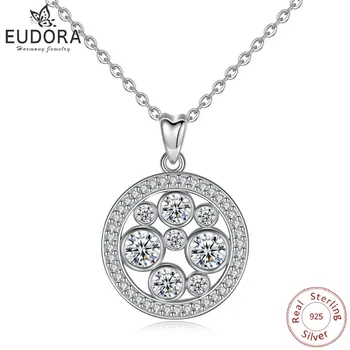 

EUDORA Genuine 925 Sterling Silver AAA Cubic Zirconia Pendants Necklaces Romantic Fashion Jewelry for Women Party Gifts D372