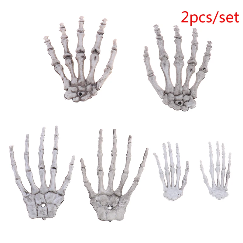2Pcs Halloween Skull Skeleton Human Hand Bone Terror Adult Scary Prop*Decoration 2Pcs Halloween Skull Skeleton Human Hand Bone Terror Adult Scary Prop*Decoration