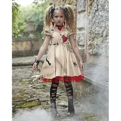 Костюм для девочек на Хэллоуин, костюмы куклы вуду для взрослых и детей, нарядное мини-платье для косплея, костюм на Хэллоуин для детей 100-150