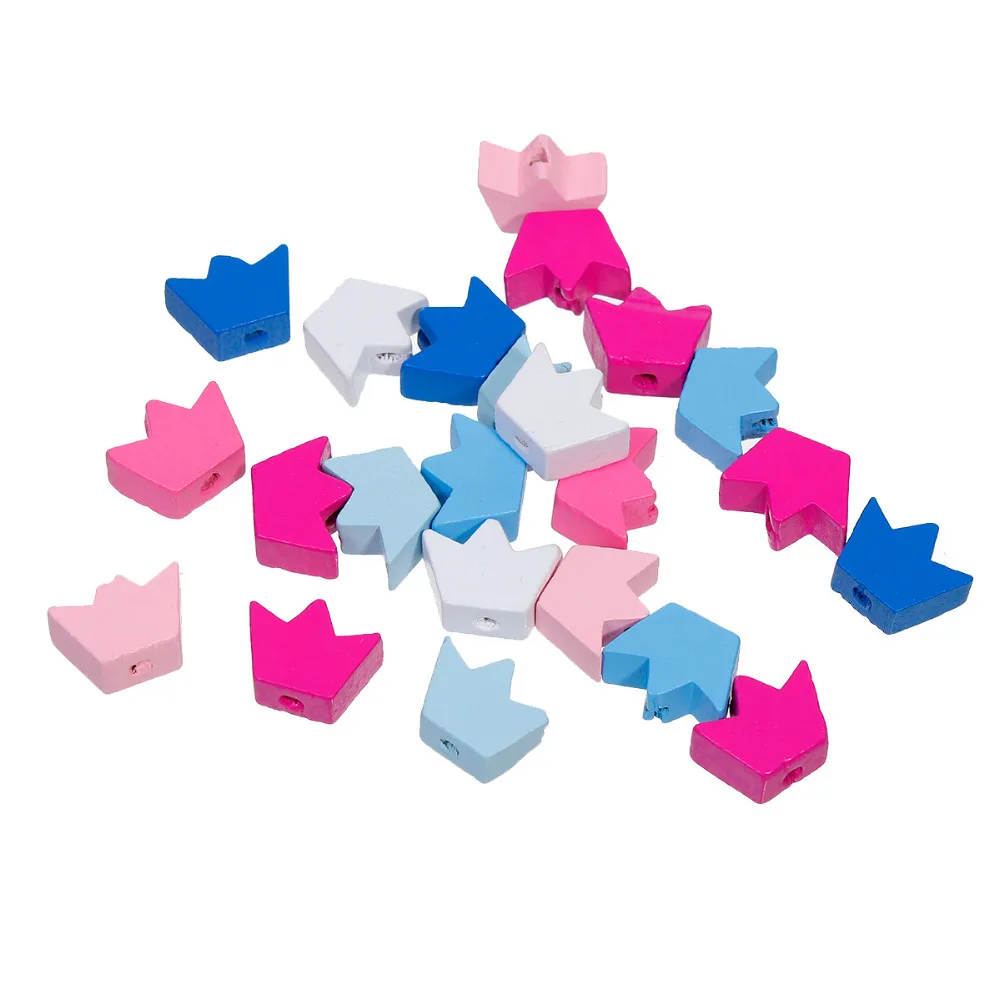 

DoreenBeads Multicolor Wood Spacer Beads Crown Pattern Findings At Random 17mm( 5/8") x 13mm( 4/8"), Hole: Approx 2.6mm, 100 PCs