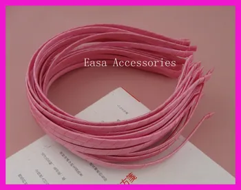 

10PCS 5mm Hot Pink Satin Ribbon Wrapped Plain Metal Hair Headbands,Silver headband inner,BARGAIN for BULK