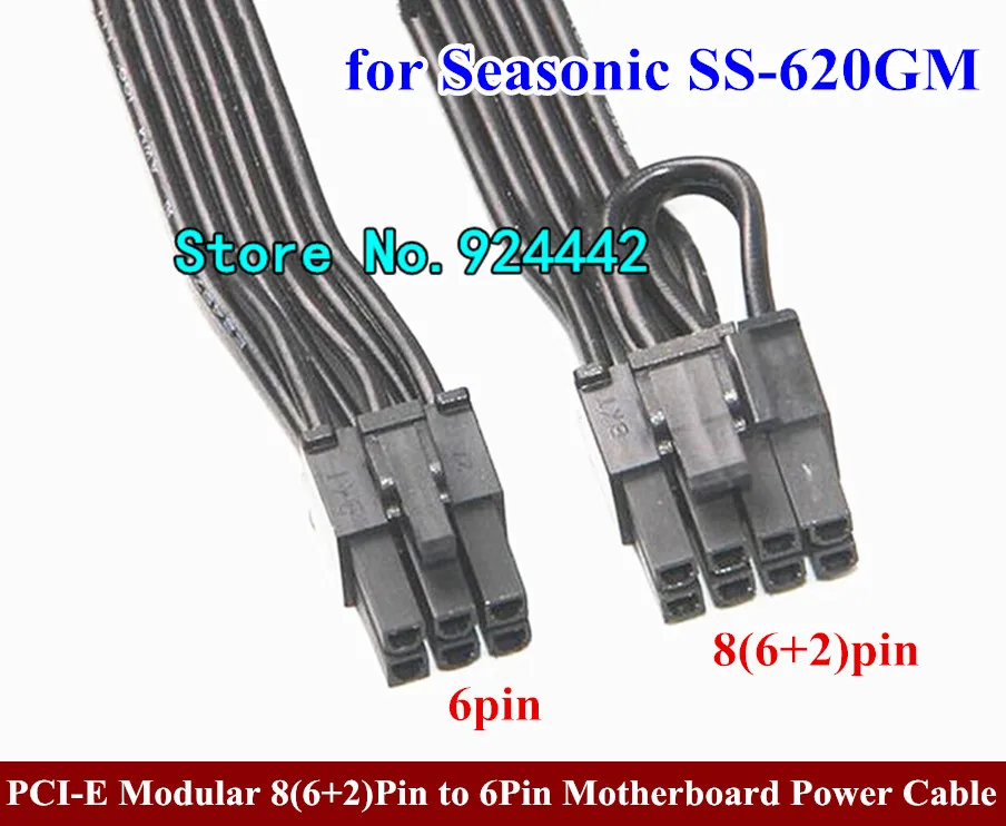

Send by DHL/EMS 12" PCI-E Modular 8(6+2) Pin to 6Pin Motherboard Power Supply Cable for Seasonic SS-620GM 40cm 18AWG