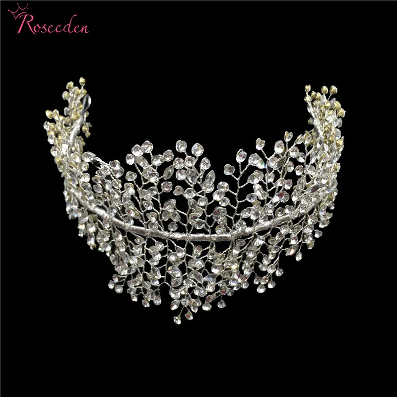 Best Handmade Crystal Rhinestones Tiaras And Crowns Wedding Headband Headpiece Bridal Hair Piece Prom Pageant Accessories RE3169