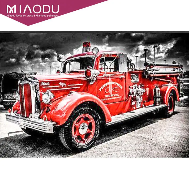 

Miaodu 5d Diy Diamond Painting Fire engine Full Square Daimond Paintings man dream Diamant Embroidery Home Decoration Cross