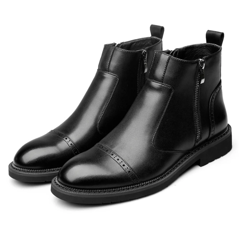 Новинка; Осенняя мужская обувь из натуральной кожи; черные мужские Ботильоны «Челси»; мужская повседневная обувь; Botas zapatos hombre; размеры 38-44; 8016m