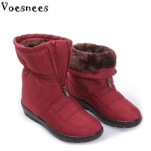 

2017 Winter Women Boots Female Waterproof Mid-Calf Boots Down Warm Snow Boots Ladies Shoes Woman Zipper Fur Insole