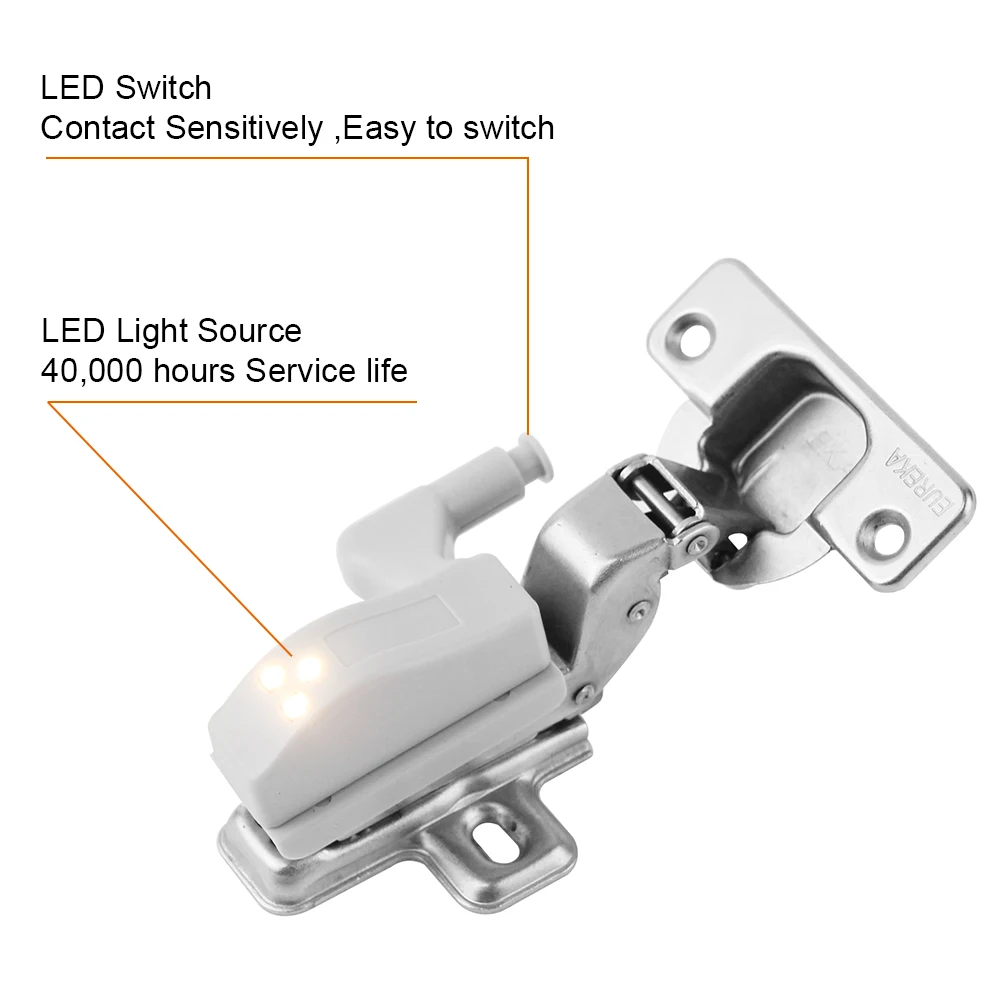 BORUIT, универсальный кухонный, для спальни, для гостиной, для шкафа, для шкафа, шарнир, светодиодный, Ночной светильник, белая, теплая система, 10 шт./лот