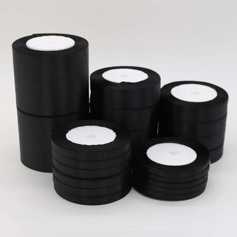 1 шт. черная шелковая атласная лента 25 ярдов|silk satin ribbon|satin ribbonsatin ribbon wholesalers |