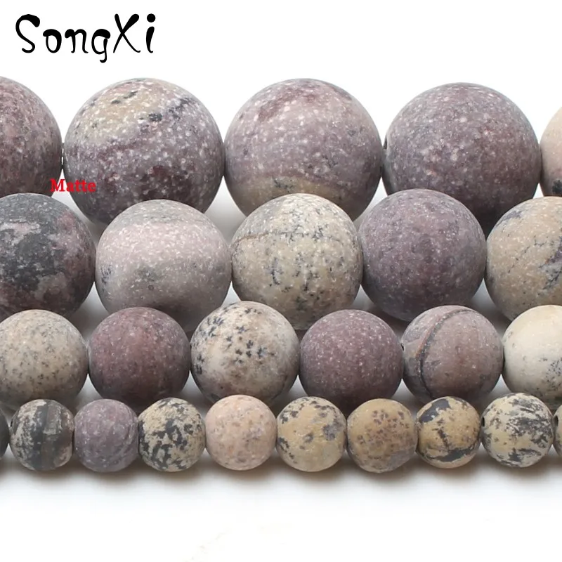 

Wholesale Natural Dull Polish Matte Flower Stone Round Beads For Jewelry Making DIY Bracelet Necklace 4/6/8/10mm 15 Inches