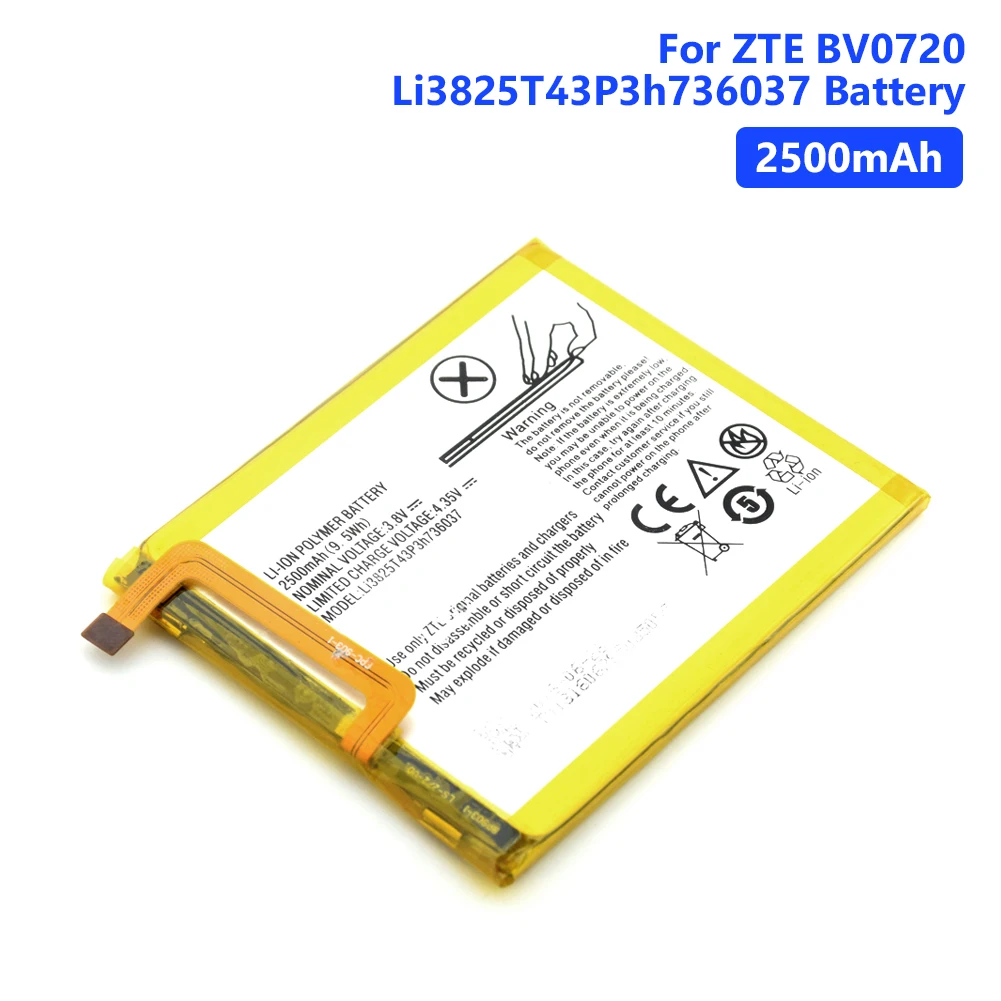 

Replacement Lithium Phone Bateria Battery Li3825T43P3h736037 Rechargeable Batteries For ZTE Blade A2 V7 Lite 3.8V 2500mAh