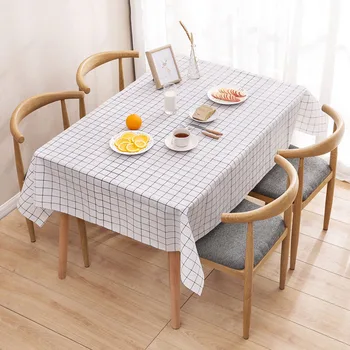 

1 Pcs Plaid Table Cloth Waterproof Oil-proof Rectangle Table Cover Tablecloth Home Kitchen Decor FPing