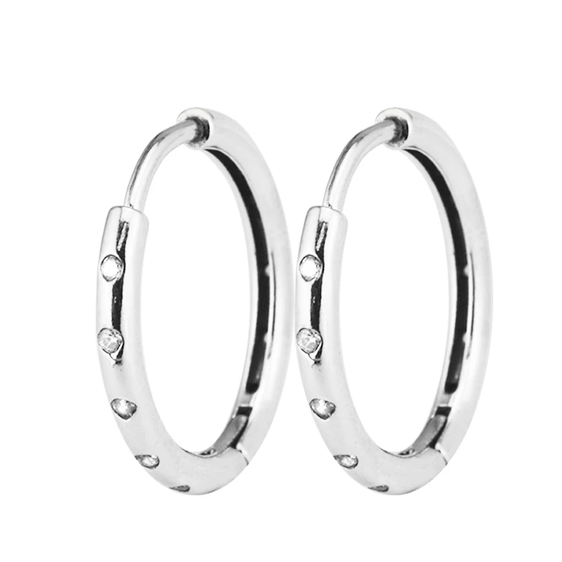 

Droplets Hoop Earring Original 925 Sterling Silver Clear CZ Earrings for Women Accessories DIY Jewelry Making Wholesale