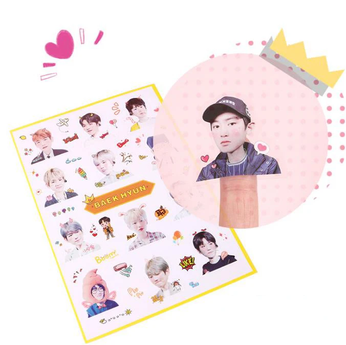 1 Pcs Novelty Kpop EXO BAEK HYUN CHANYEOL 3D Transparent Photo Stickers Paper Bubble Stickers Decoration Stationery Sticker