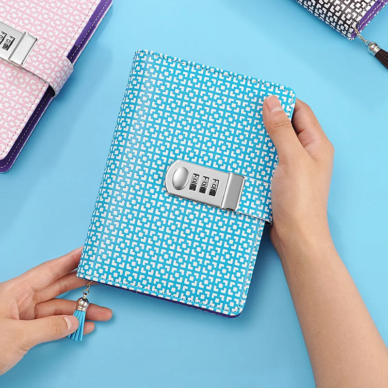 Kawaii A6 кожаная записная книжка с замком в Корейском стиле блокноты для письма