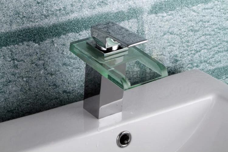 Бесплатная доставка B и R хромированной латуни стекла водопад кран датчик