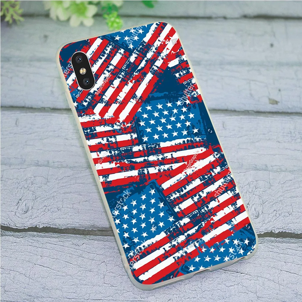 

Soft TPU Silicone Case for iPhone Xs Max United States USA Flag Phone Cover for iPhone XR 5 5s se 6 6s plus 7 8 X Xs Max Back