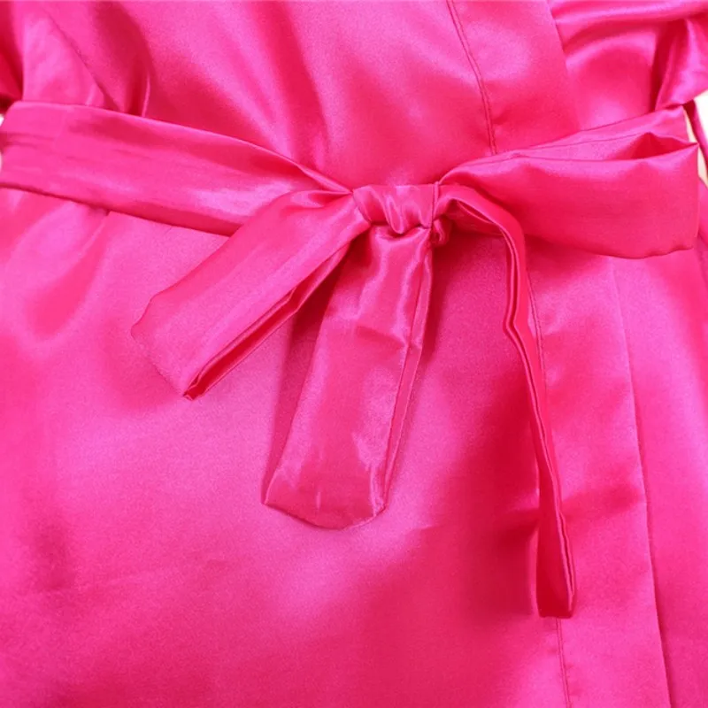 Сексуальный женский шелковый атлас Короткий Ночной халат однотонный кимоно халат модный банный халат сексуальный халат