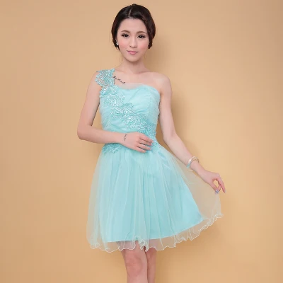 one shoulder short Милые платья подружки невесты без бретелек с сердечком крест-накрест Короткие вечерние платья для выпускного вечера Vestido SW007 Акция чистая - Цвет: one shoulder short