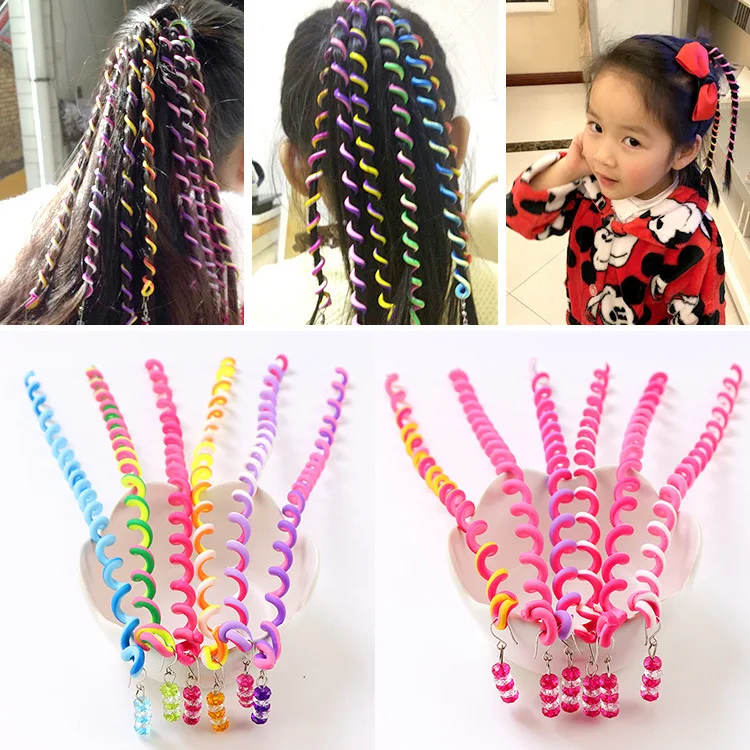 

6pcs Girls Rainbow Color Headband Hair Braiding Tools Spiral Hair Bands Kid Hair Styling Hairband Hairstyle Headwear Accessories