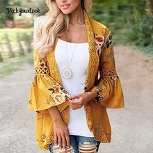 PickyourLook Women Cardigan Long Sleeve Female Tops Lace Cardigan Autumn Patchwork Floral Plus Size Lady Kimono Cardigan Outwear cardigan desigual cardigan