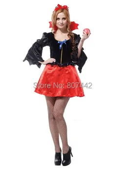 

Stage Performances Halloween Party Dress Up Evil Queen Snow White Costume For Women Red Dress