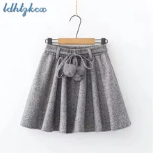 Плиссированная юбка для женщин Мех животных мяч Регулируемая Талия Мини юбки осень 218 г. Япония свежий моды повседневное тонкий Костю