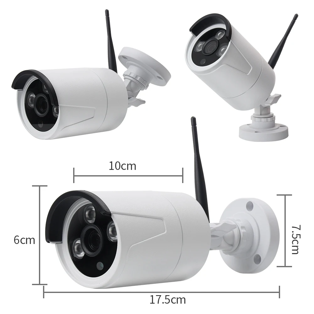  Conjuntos de Wifi para cámara IP floosafe Kit de CCTV inalámbrico H.265X videovigilancia HD 1080 P 