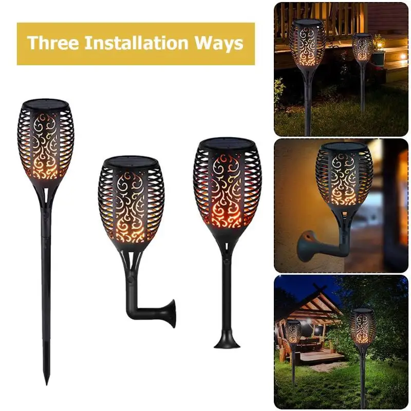 

33/51/72 LED Waterproof Flickering Flame Solar Torch Light Garden Lamp Outdoor Landscape Decoration Garden Lawn Light 2 PCS