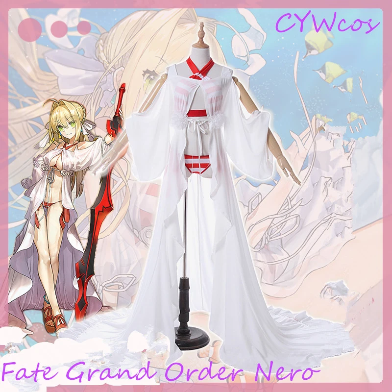 

FGO Fate Grand Order Saber Nero Claudius Caesar Augustus Cosplay Costume Swimsiut Cosplay Bikini Women Summer Swimwear Suits