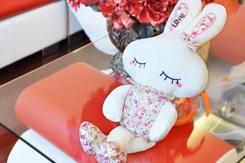 

40 cm lovely rabbit floral rabbit plush toy doll gift w4125