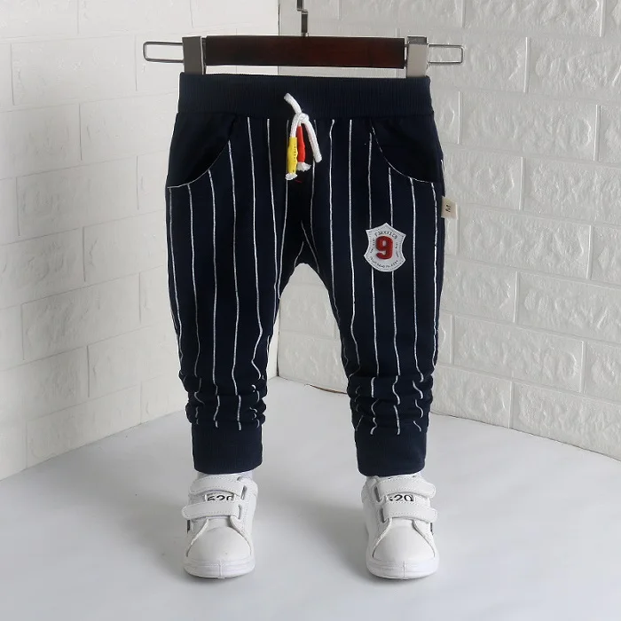 navy blue DIIMUU/брюки для новорожденных мальчиков и девочек; одежда для детей; модные повседневные спортивные длинные штаны в полоску из хлопка - Цвет: navy blue