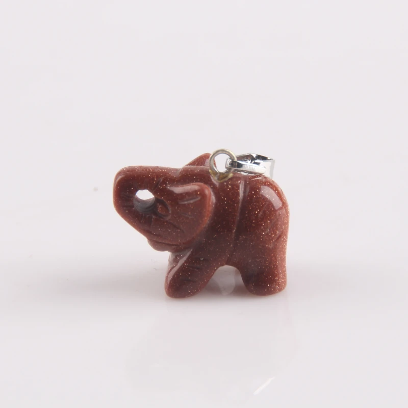 

Natural stone crystal Gold Sand pendants cute elephant good lucky pendants for making Jewelry necklaces