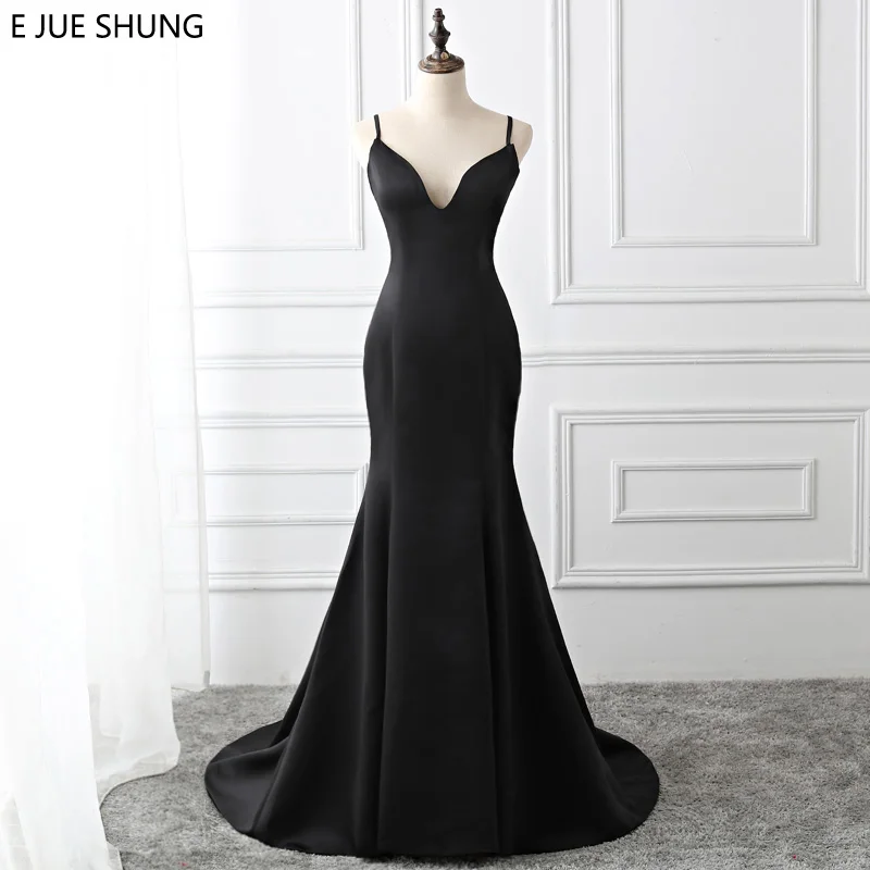 Abendkleider Nett E Jue Shung Schwarz Einfache Meerjungfrau Abendkleider Lange 2019 Backless Taste Abendkleider Formale Kleider Robe Longue Echt Kleid Hohe Belastbarkeit
