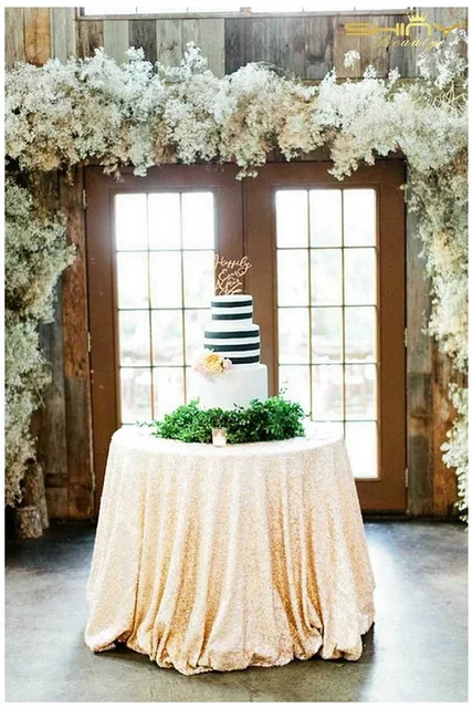Shinybeauty Sequin Tablecloth Ivory 96incn Round Tablecloth Party