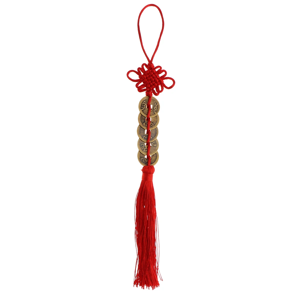 5 Styles Chinese Knot Charms Fengshui Symbol with Lucky Coins for Car/ Home Lucky Pendants /Embellishments