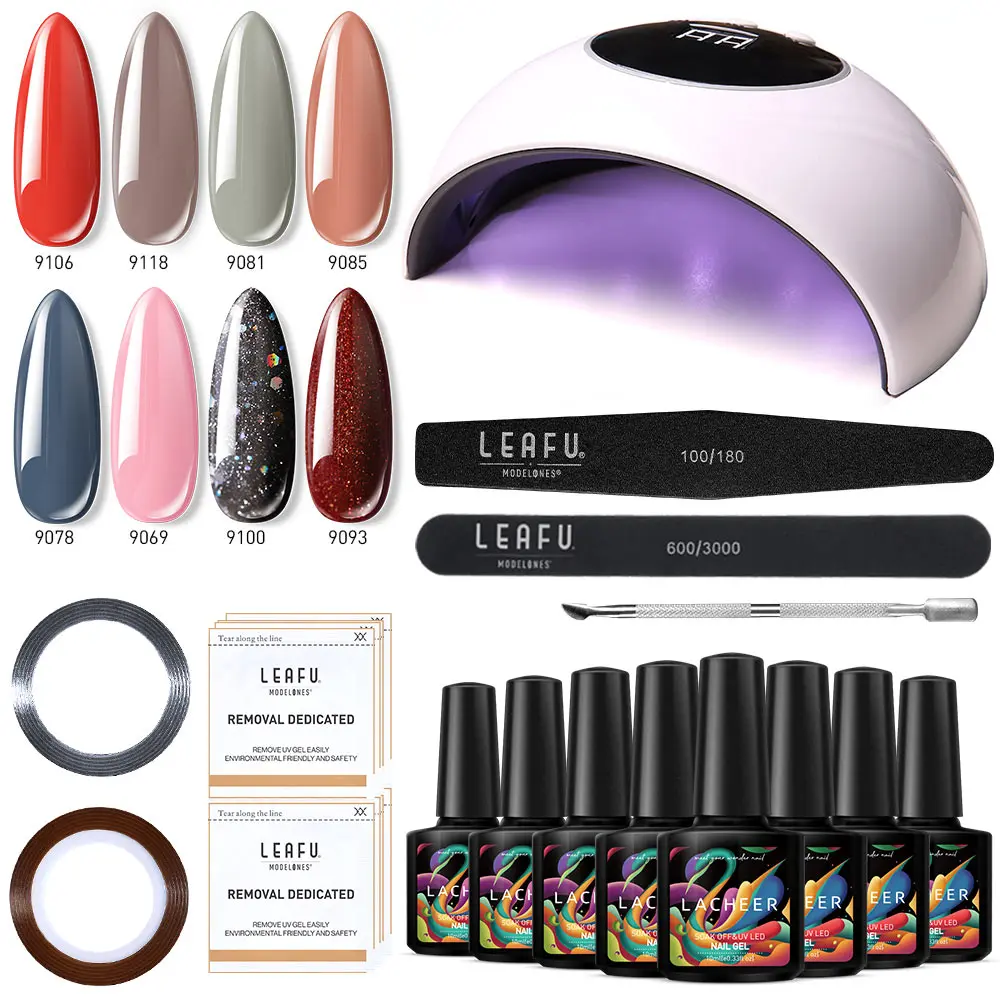 

Lacheer Z4 Nail Dryer 16Pcs/Lot Tools Set 48 Colors UV Nail Gel Polish Fast Dryer Led Lamp Manicure With Base Top Gel Kits