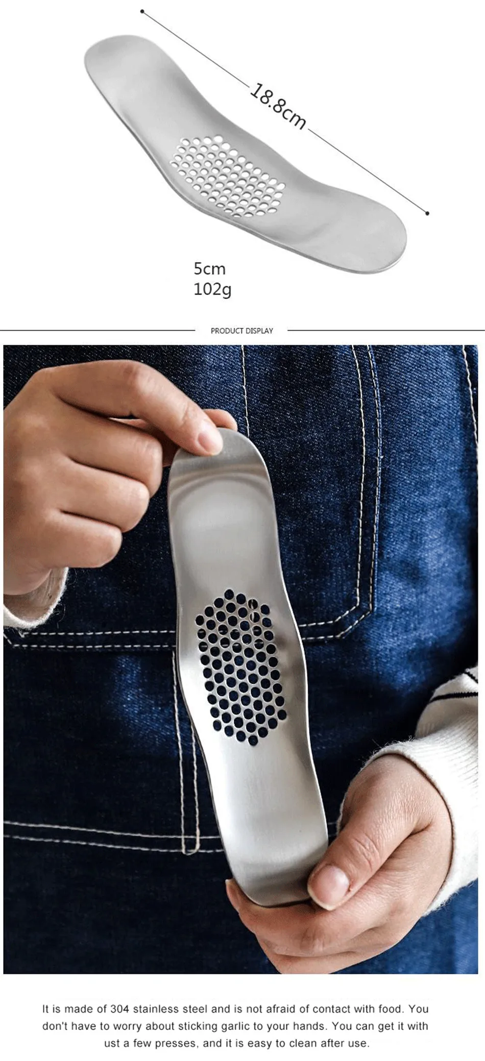 Kitchen Gadgets Stainless Steel Garlic Chopper Mincer Press Multi-function Swinging Garlic Press Cooking Fruit Vegetable Tools (2)