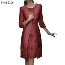 NYZY M22H Real Burgundy Mother of the Bride Dresses 2 Piece With Jacket Mother Suits Outfits Wedding Party Guest Wear