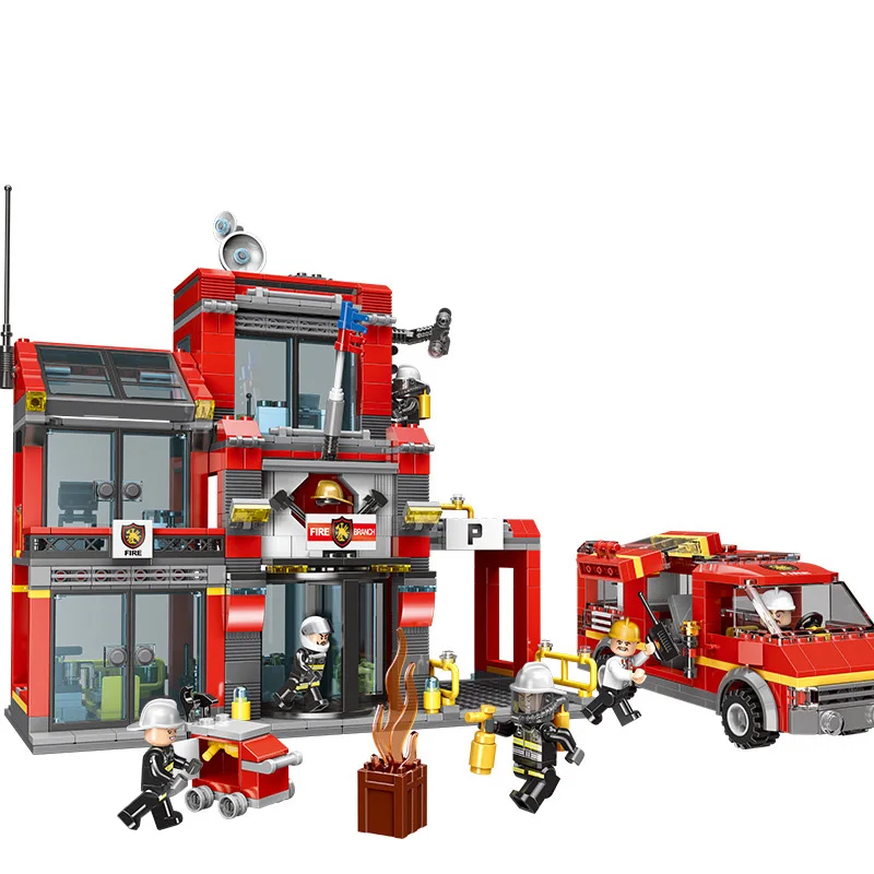 

Fire Control Building Blocks Fire Fighting Fire Station Bricks Compatible With Brand City MOC With Figures Toys For Kids Gift