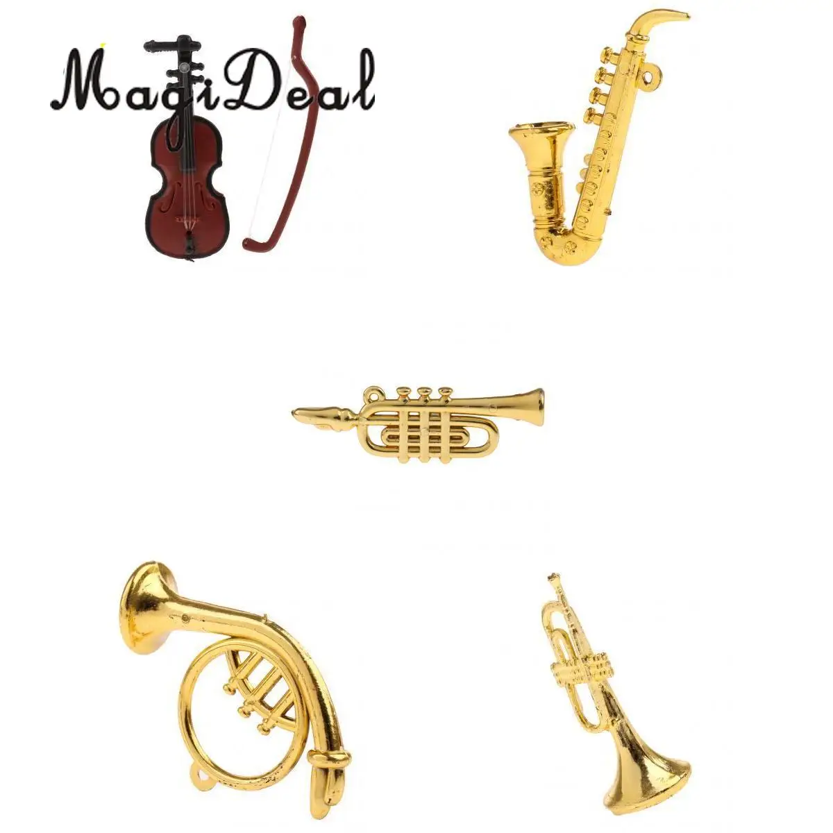 5Pcs/Set Miniature Musical Instrument Model for 1/12 Dollhouse Action Figures Display Living Room Office Decor Great Kids Gift