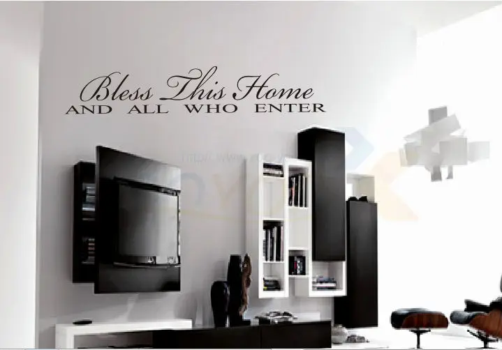 

"Bless This Home and all who enter" English Quote Vinyl Wall Art Decal Window Stickers Home Decor 8091