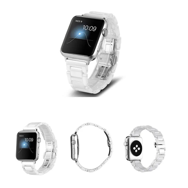 Браслет керамический с 3 бусинами и застежкой бабочкой для Apple Watch Series 2 1 ремешок