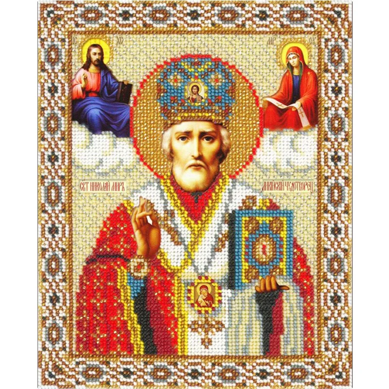 

5D Diy Diamond Painting Cross Stitch Religion Icon of Leader Round Diamond Mosaic Needlework Crafts Diamond Embroidery 26*30cm
