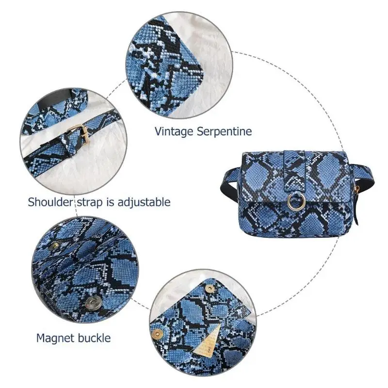 Новая Винтажная Женская поясная сумка из искусственной кожи высокого качества с змеиным узором