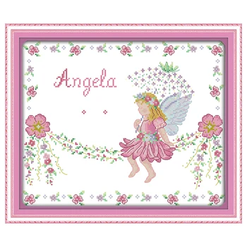 

Little Angel Birth Certificate Counted Cross Stitch Sets Wholesale Cross-stitch Kits Embroidery Needlework