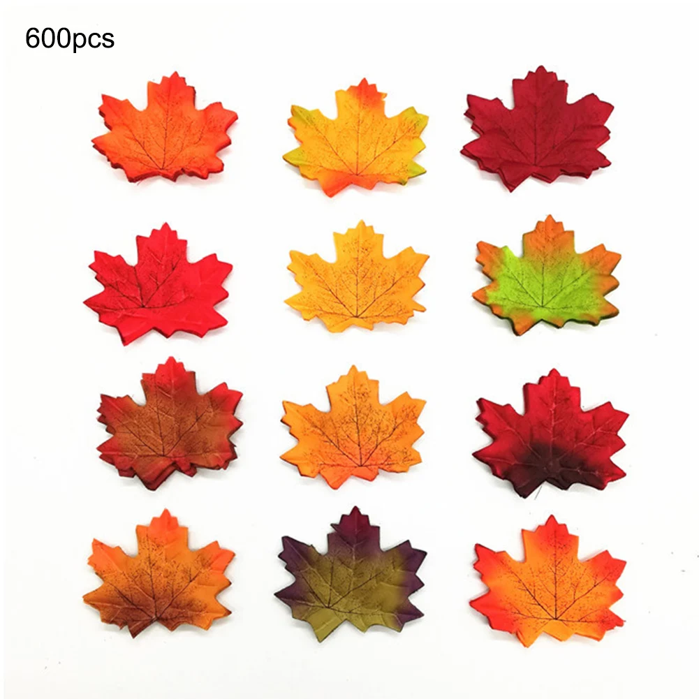 600 шт Искусственные Шелковые кленовые листья для дома, свадебные украшения, скрапбукинг, ремесло, осень, яркие искусственные листья цветов