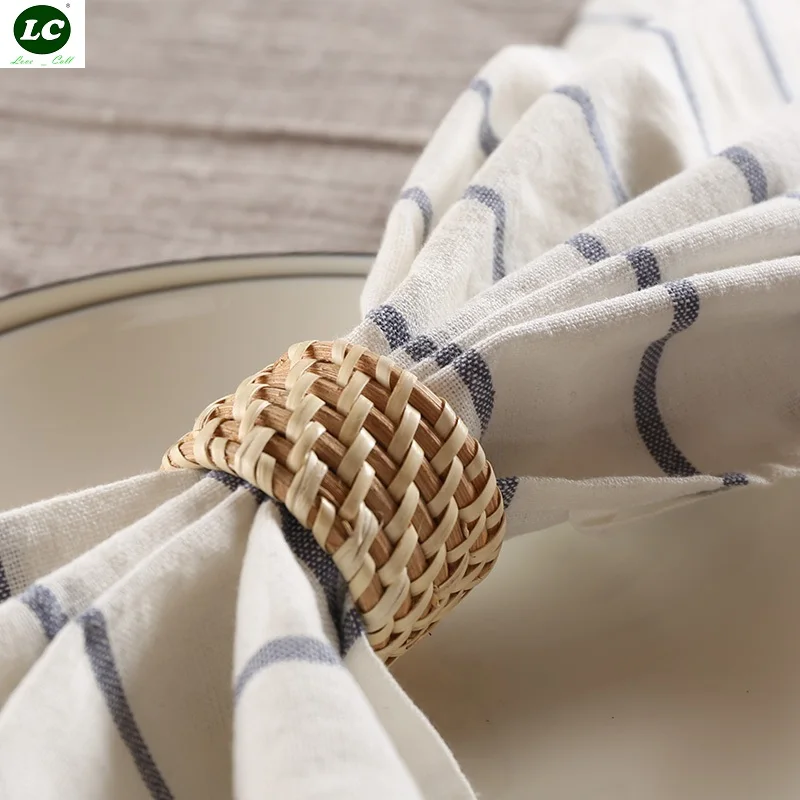 

Napkin Ring Simple Creative Rattan Napkin Ring Decorative Mouth Cloth Ring Square Towel Napkin button Food Special Buckle
