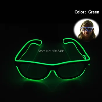 

Creative Black Lenses Newest Green Glittery EL Wire Sunglasses Holiday Lighting Colorful Dance of Sparkling Neon Led Sunglasses